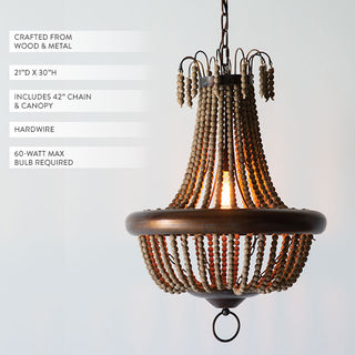 Wood bead chandelier product details display