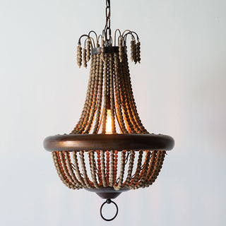 Wood and metal bead chandelier product photo