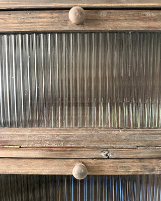 Reclaimed Wood Vintage Pie Safe Cabinet with Glass Doors