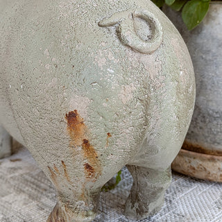 Vintage Inspired Outdoor Rustic Pig Figurine