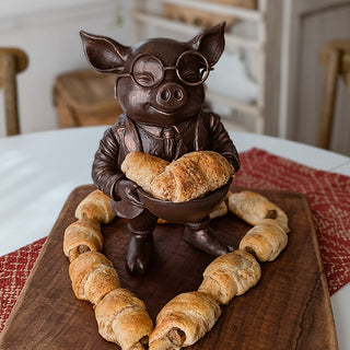 Distinguished Pig Bronze Bowl | Dapper Critters Collection