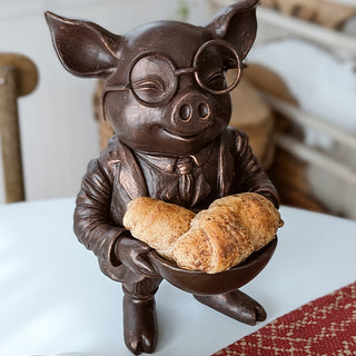 Distinguished Pig Bronze Bowl | Dapper Critters Collection