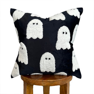 Black Velvet Ghost Pillow Cover