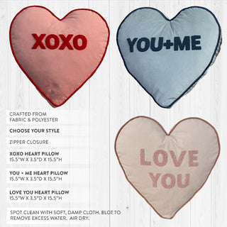 Heart throw pillows XOXO You Plus Me Love You