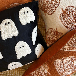 Black Velvet Ghost Pillow Cover