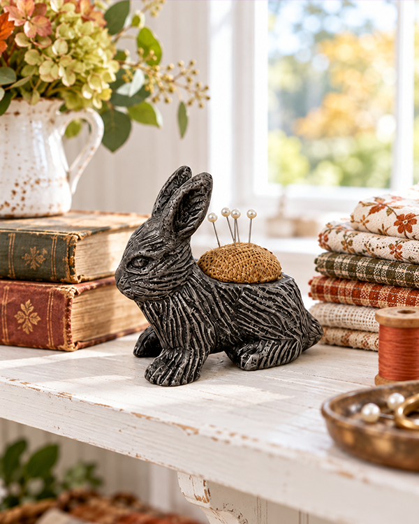Antiqued Black Hare Pin Cushion