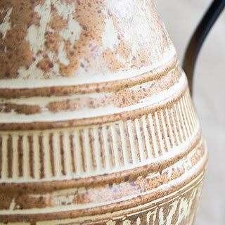 Aged Rustic Metal Pitcher Closeup Detail