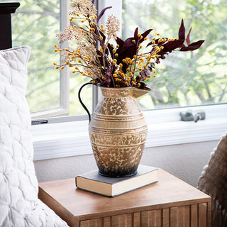 Aged Rustic Metal Pitcher Styled