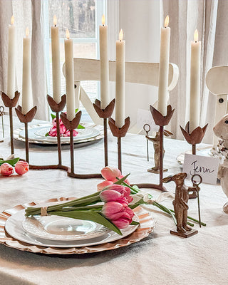 Vintage Distressed Gold Bunny Place Card Holders with Staff, Set of 4