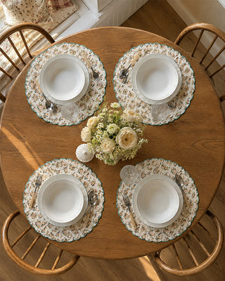 Cabbage Rose Double-Sided Cotton Placemat, Set of 4