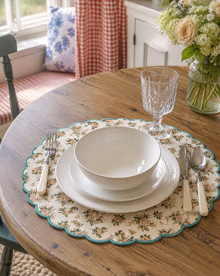 Cabbage Rose Double-Sided Cotton Placemat, Set of 4