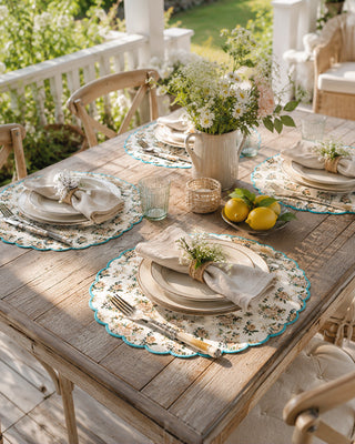 Cabbage Rose Double-Sided Cotton Placemat, Set of 4