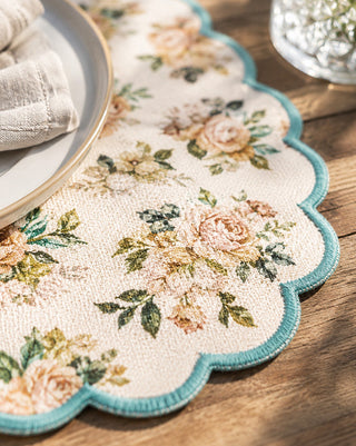 Cabbage Rose Double-Sided Cotton Placemat, Set of 4