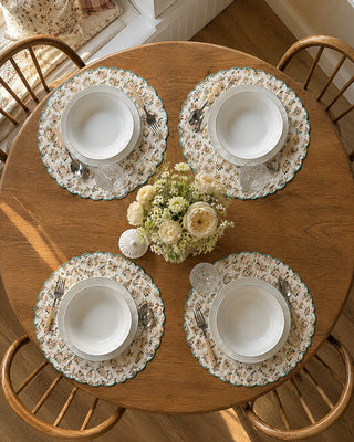 Cabbage Rose Double-Sided Cotton Placemat, Set of 4