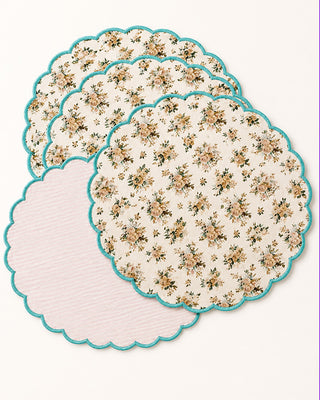Cabbage Rose Double-Sided Cotton Placemat, Set of 4