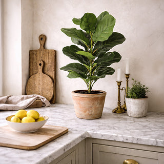 Modern faux fiddle leaf fig plant decor