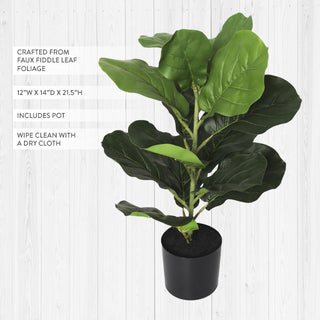 Artificial fiddle leaf fig plant with pot