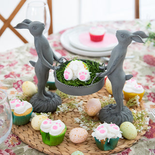 Metal bunny tray centerpiece Easter table decor