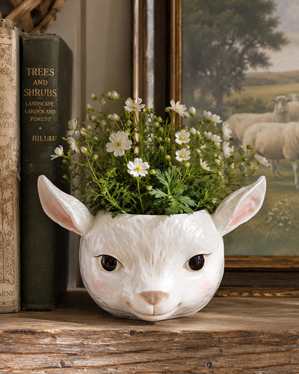 Glazed Sheep Head Planter