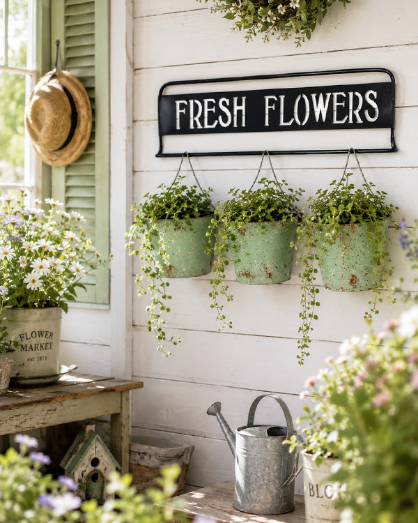 Fresh Flowers Wall Planter with 3 Hanging Buckets