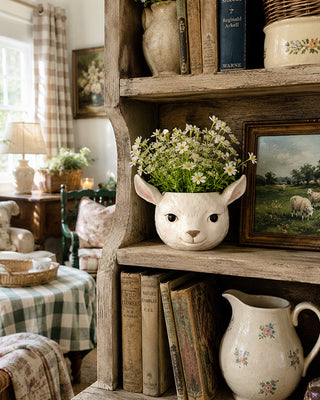 Glazed Sheep Head Planter