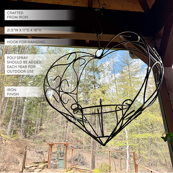 wrought iron heart shaped plant hanger heart-shaped-planter