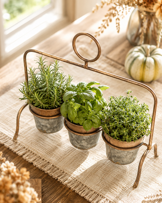 Gilded Galvanized Metal Planter