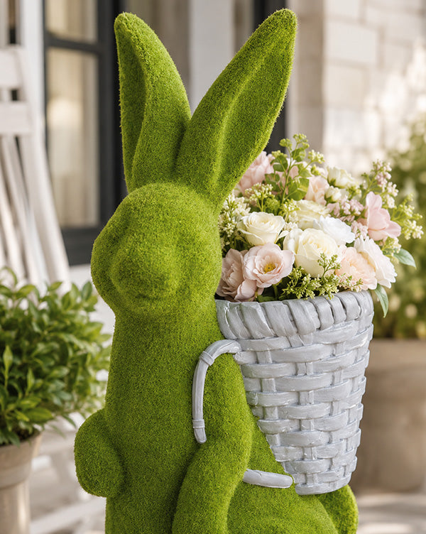 bunny hanging planter 22-inch-flocked-green-bunny-planter