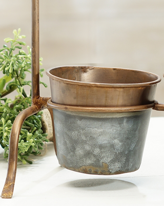 Gilded Galvanized Metal Planter