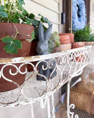Indoor/Outdoor White Scroll Iron Plant Stand