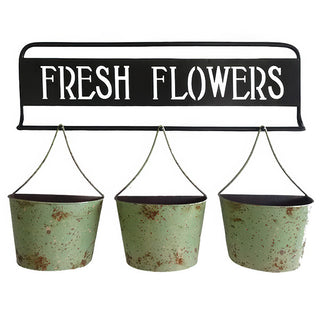 Fresh Flowers Wall Planter with 3 Hanging Buckets