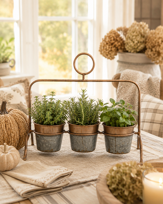 Gilded Galvanized Metal Planter