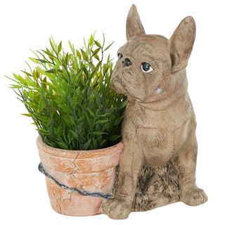 Distressed French Bulldog Figurine Plant Pot