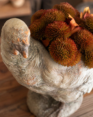 Faux Concrete Turkey Planter Distressed Finish Fall Harvest Tabletop Decor