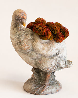 Faux Concrete Turkey Planter Distressed Finish Fall Harvest Tabletop Decor