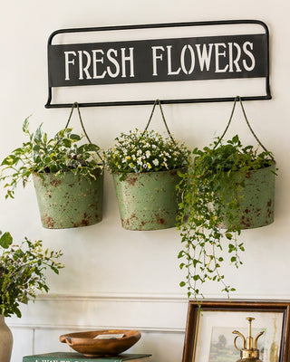 Fresh Flowers Wall Planter with 3 Hanging Buckets