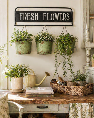 Fresh Flowers Wall Planter with 3 Hanging Buckets