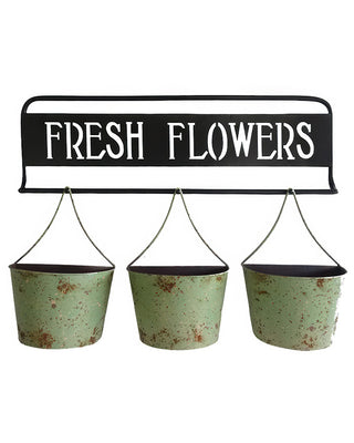 Fresh Flowers Wall Planter with 3 Hanging Buckets