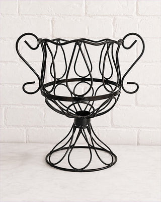 Wrought Iron Trophy Urn Planter with Scrollwork Handles