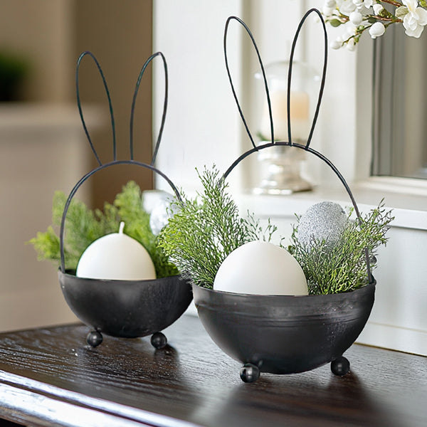 easter bunny plant pots Easter Bunny Metal Planters, Set of Two