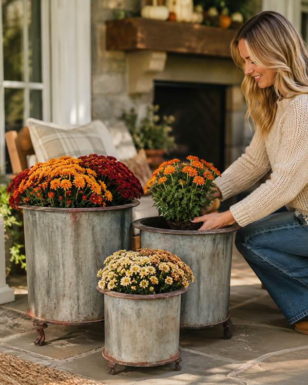 Footed Creamery Tank Planters, Set of 3