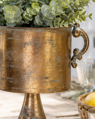 Antique Copper Finish Planter Urns, Set of 2