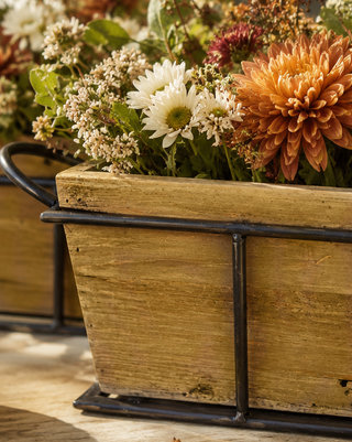 Rustic Natural Wood Planter Boxes with Handles, Set of 2
