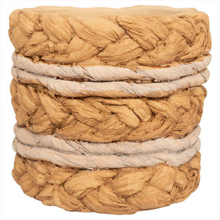 Braided Cement Planters with Woven Texture Detail, Set of 2