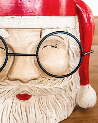 Sculpted Santa Figural Metal Planters, Set of 2