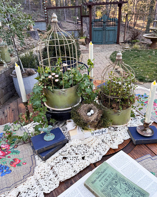 Hanging Metal Rustic Birdcage Planter, Set of Two