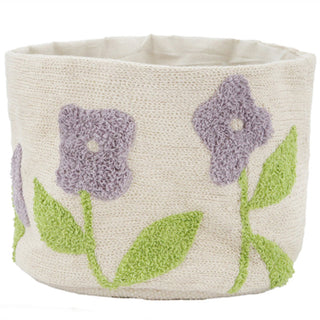Tufted Floral Fabric Planter Baskets, Set of 3