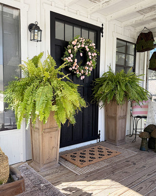 Self-watering Tall Natural Wood Outdoor Planters, Set of Two