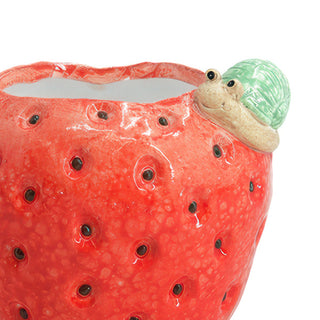 Strawberry Planters with Snail Accent, Set of 2