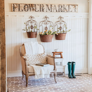 Scrollwork Trellis Distressed Copper Wall Planter, Set of 3